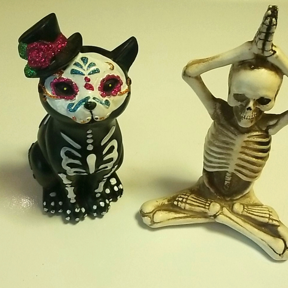 Halloween Day of the Dead Home Decor Cat Yoga